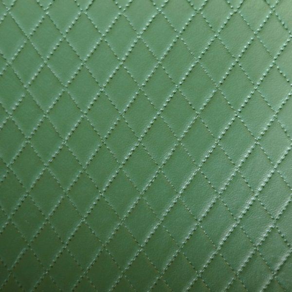 画像1: 合皮 生地 ダイヤ柄　緑色（グリーン） (1)