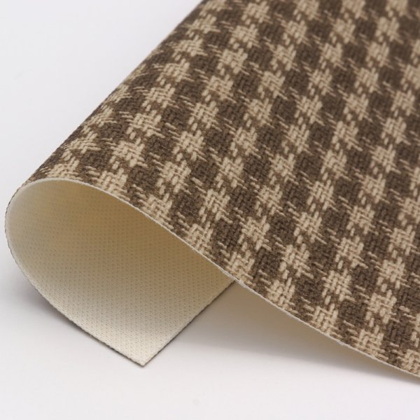 画像2: 合皮 千鳥格子 生地 枯葉色（ベージュ） (2)