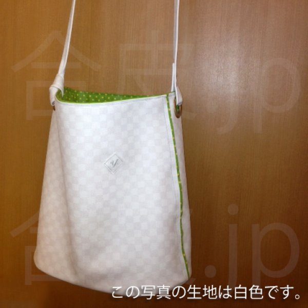 画像4: 合皮 生地 格子柄 ベージュ (4)