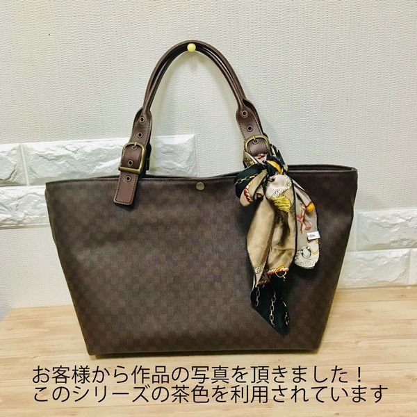 画像6: 合皮 生地 格子柄 ベージュ (6)