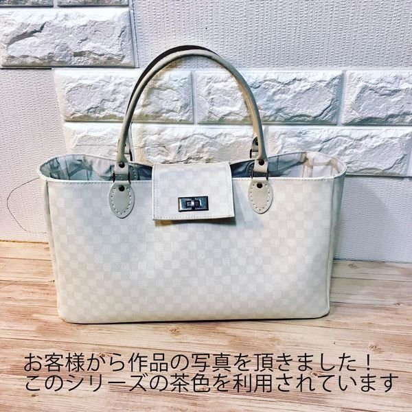 画像7: 合皮 生地 格子柄 ベージュ (7)