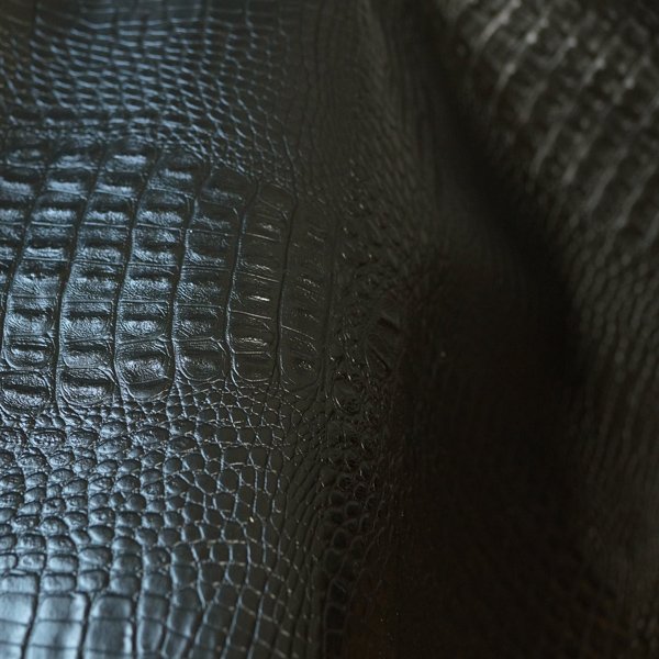 画像3: 合皮 生地 リアル・クロコダイル　黒色（ブラック） (3)