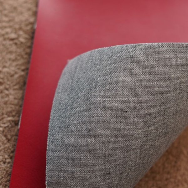 画像3: 合皮 生地 ヌメ革　赤色（ダークレッド） (3)