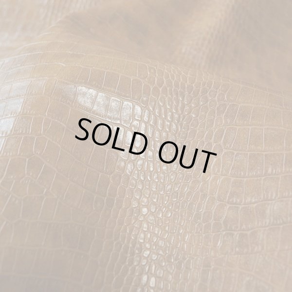 画像3: 合皮 生地 プレーン・クロコダイル　茶色（キャメルブラウン） (3)