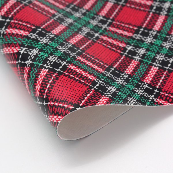 画像3: 合皮 生地 昭和レトロチェック柄 赤色(レッド) (3)