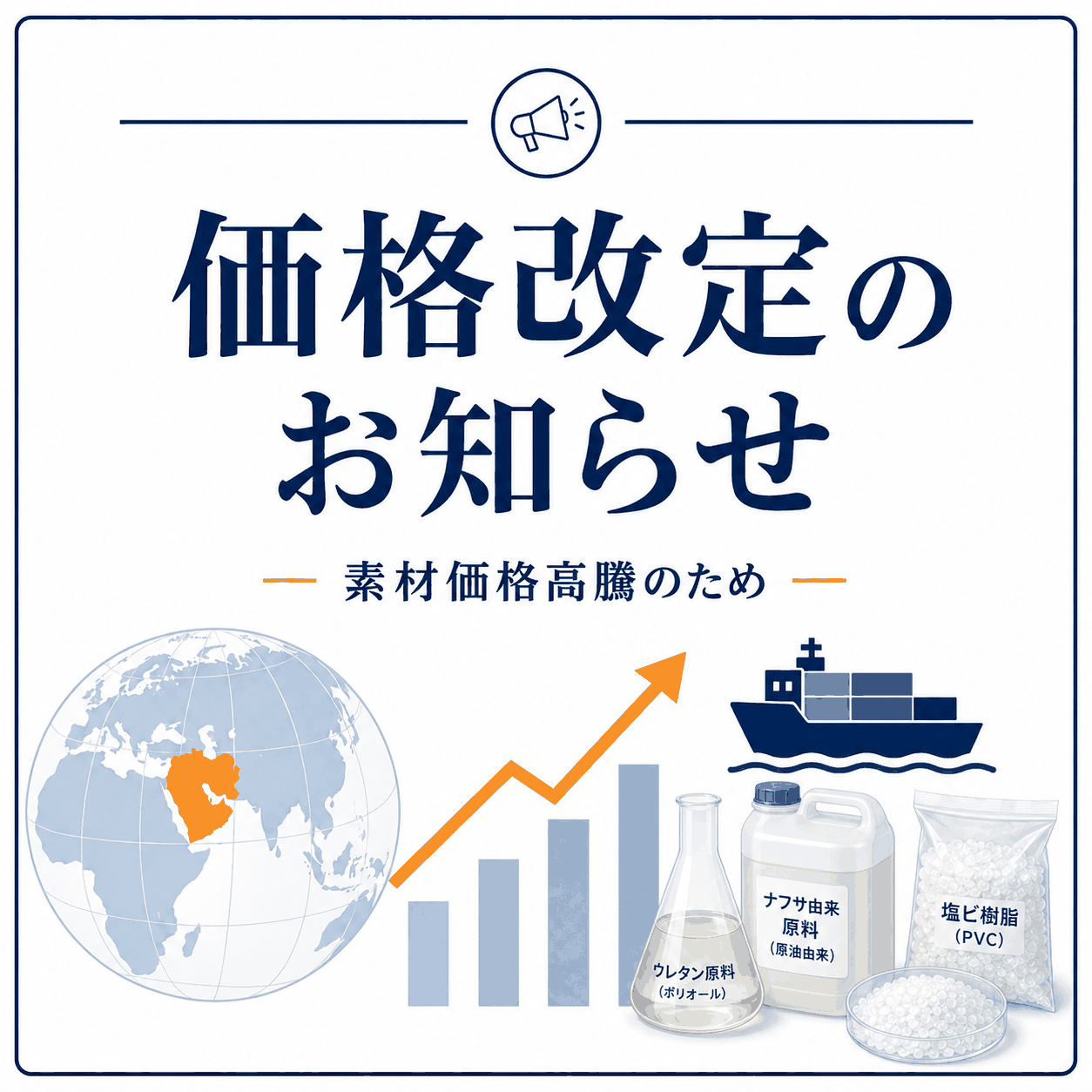 素材価格の上昇に伴う価格改定のご案内
